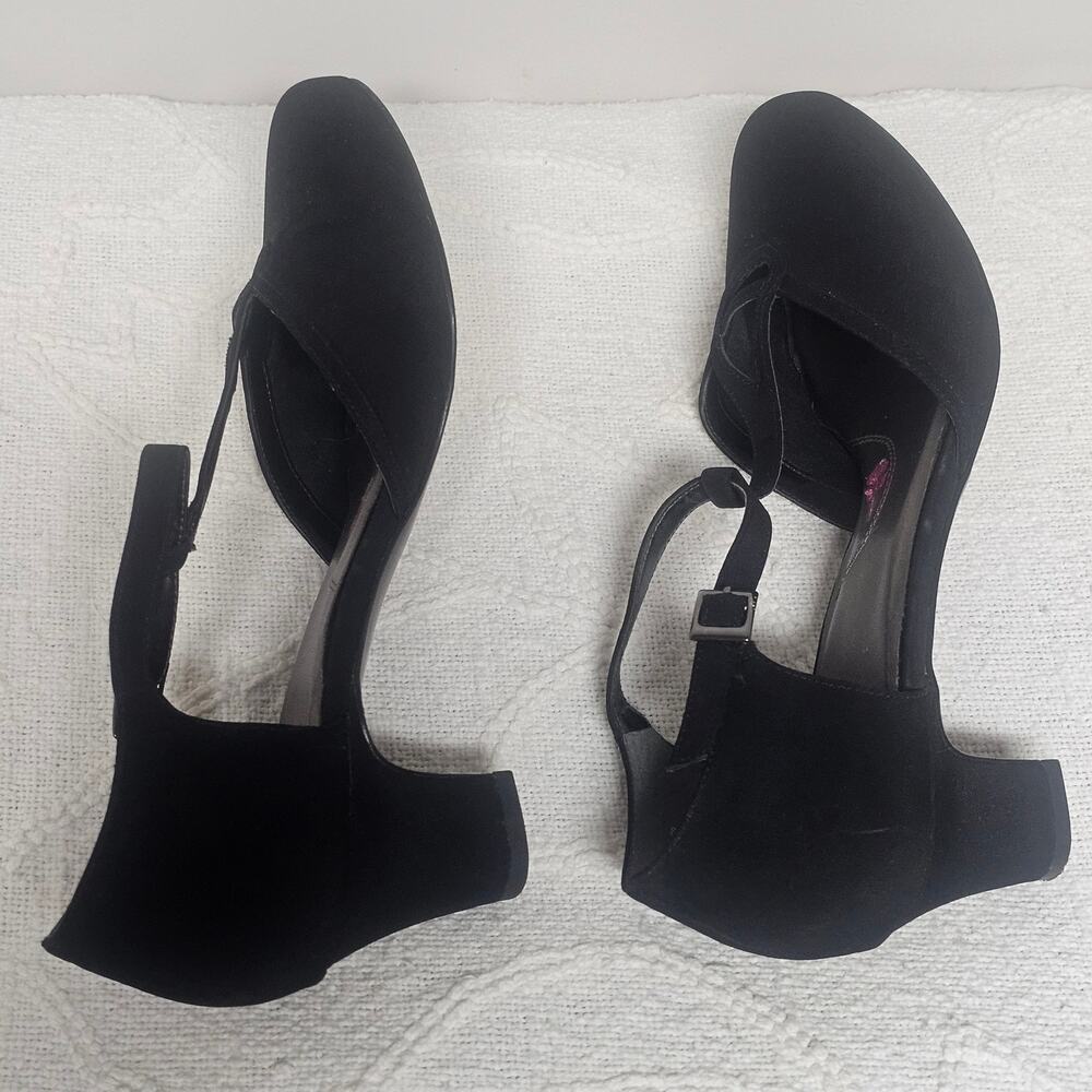 Ros Hommerson Black Heidi Retro Sandal Pin-Up Girl Heel 70s Style Size 10 Womens - Picture 7 of 9